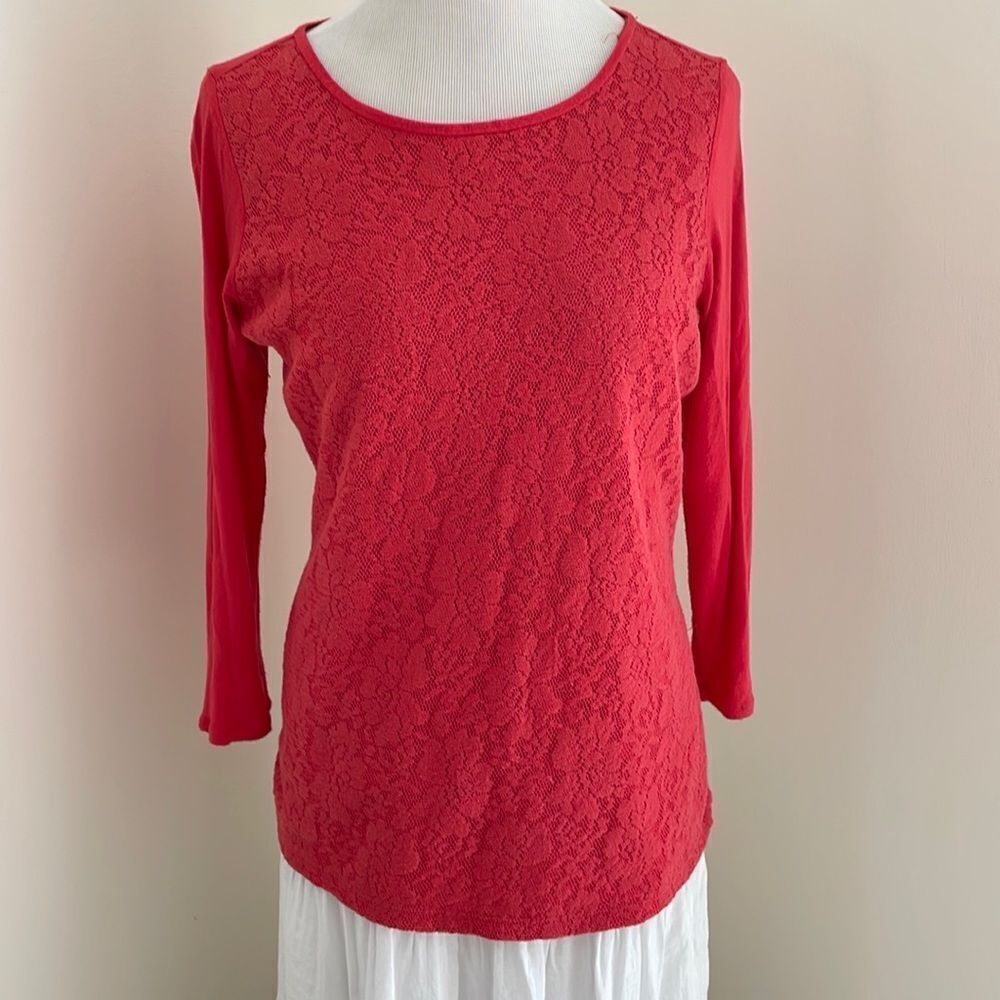 Orange three-quarter sleeve top lace front by the limited size medium
